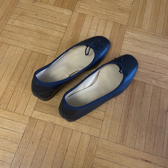 Navy Leather Ballet Flats - Picture 4 of 4